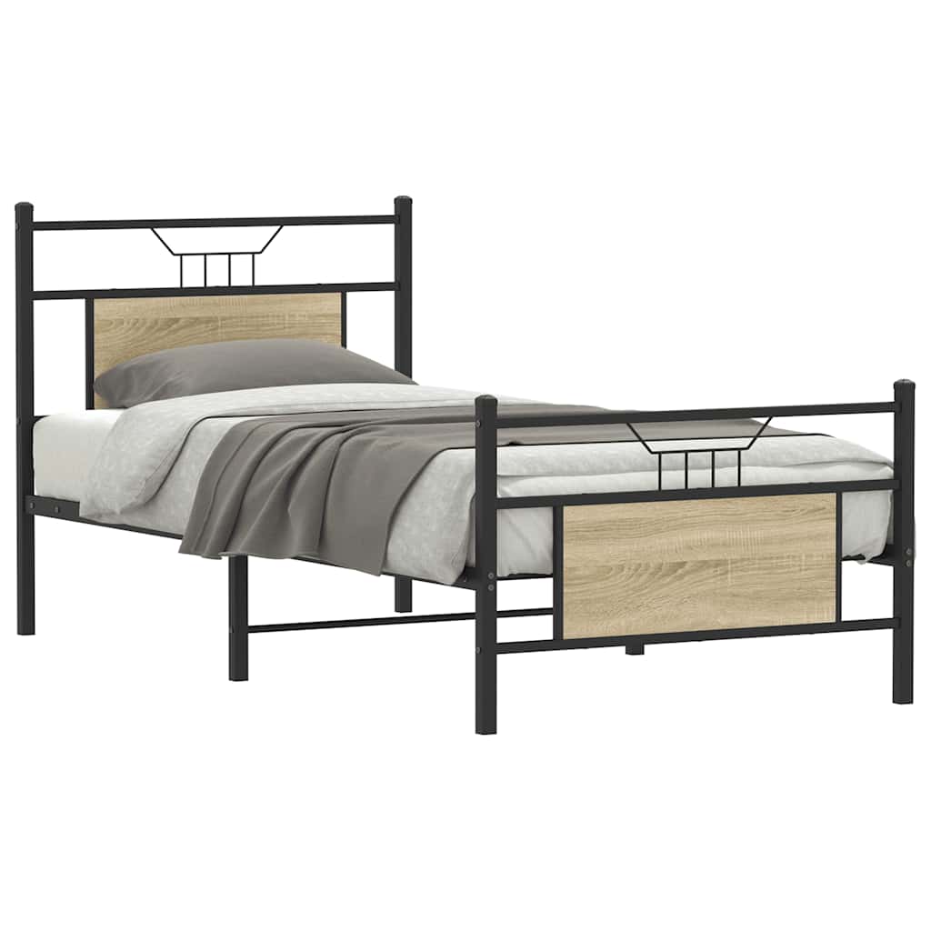 Bedframe Sonoma Oak 90x190cm Single Engineered Wood - All Things Good