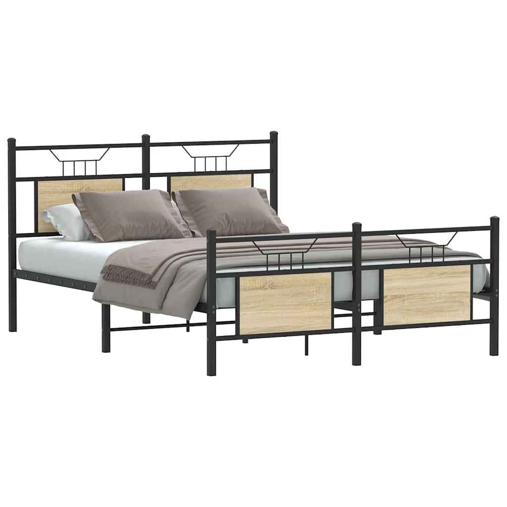 Bedframe Sonoma Oak 140x200cm Engineered Wood - The Home Maker