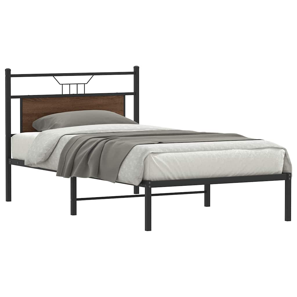 Bedframe Brown Oak 107x203cm Engineered Wood - The Home Maker