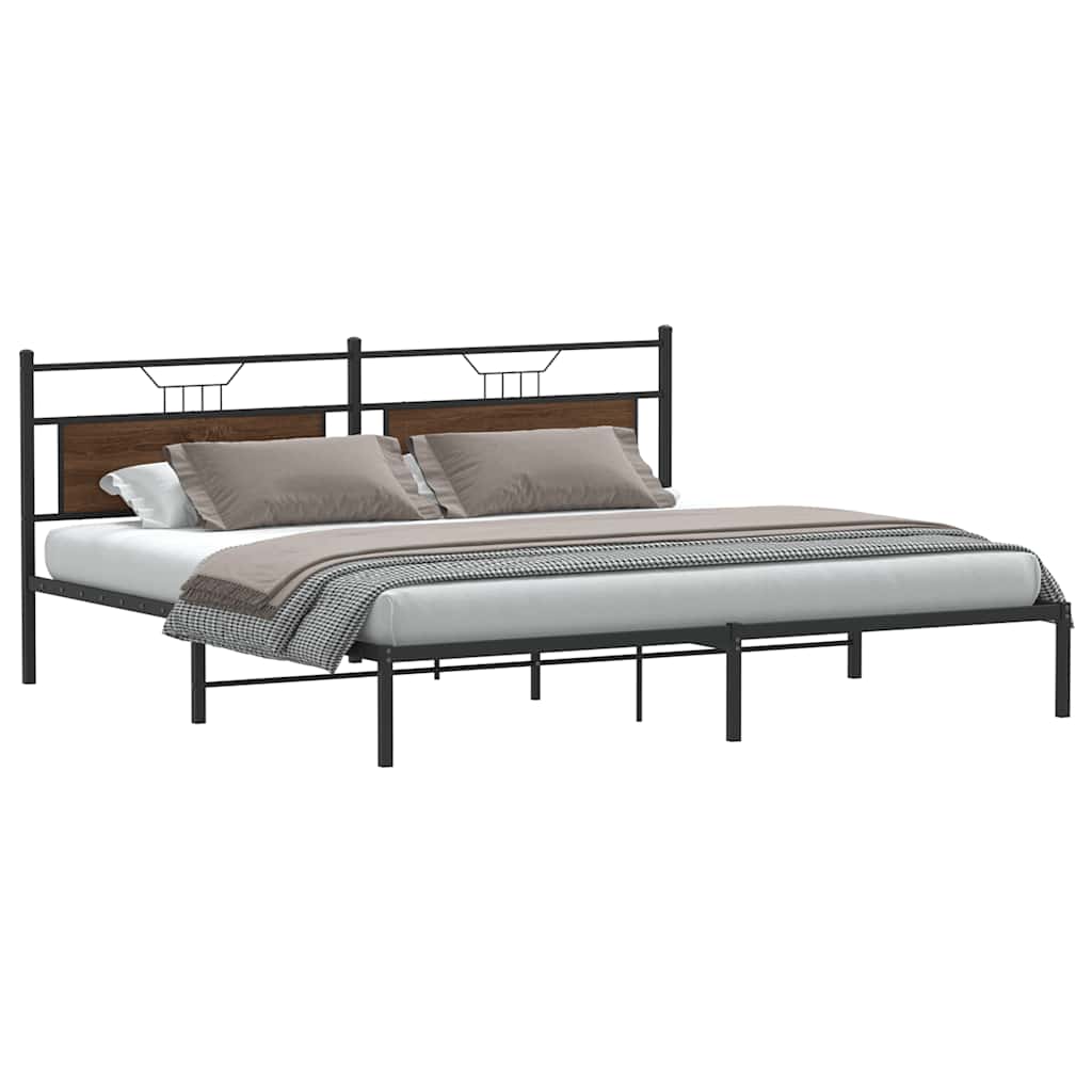 Bedframe Brown Oak 193x203cm Engineered Wood - Decor Base