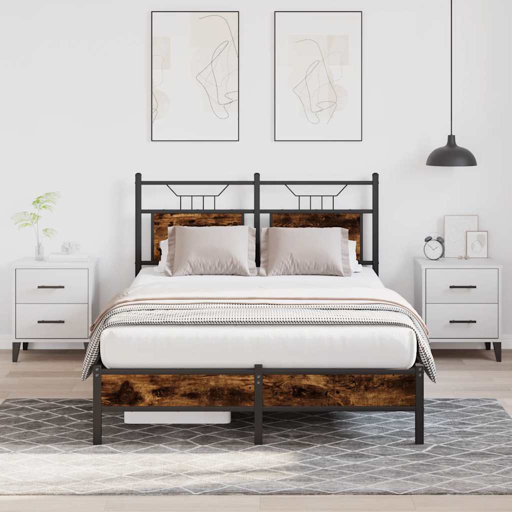 Bedframe Smoked Oak 120x200cm Engineered Wood - All Things Good
