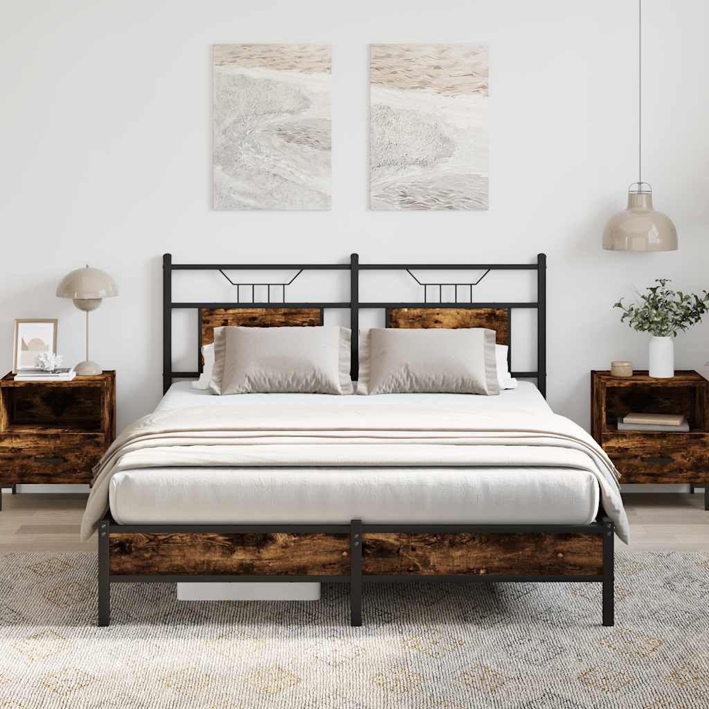 Bedframe Smoked Oak 140x190cm Engineered Wood - Merlin Deals