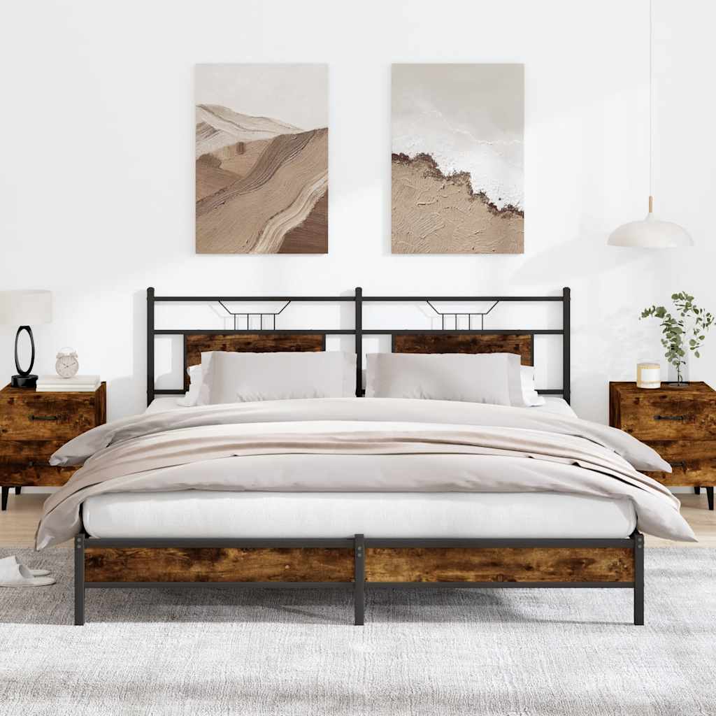 Bedframe Smoked Oak 160x200cm Engineered Wood - Merlin Deals