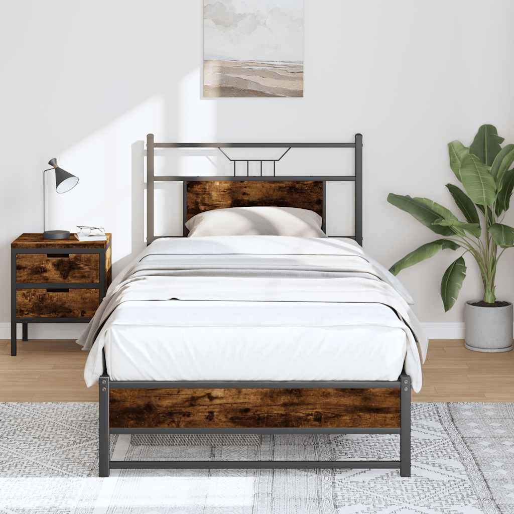 Bedframe Smoked Oak 90x200cm Engineered Wood - Millennium Furniture
