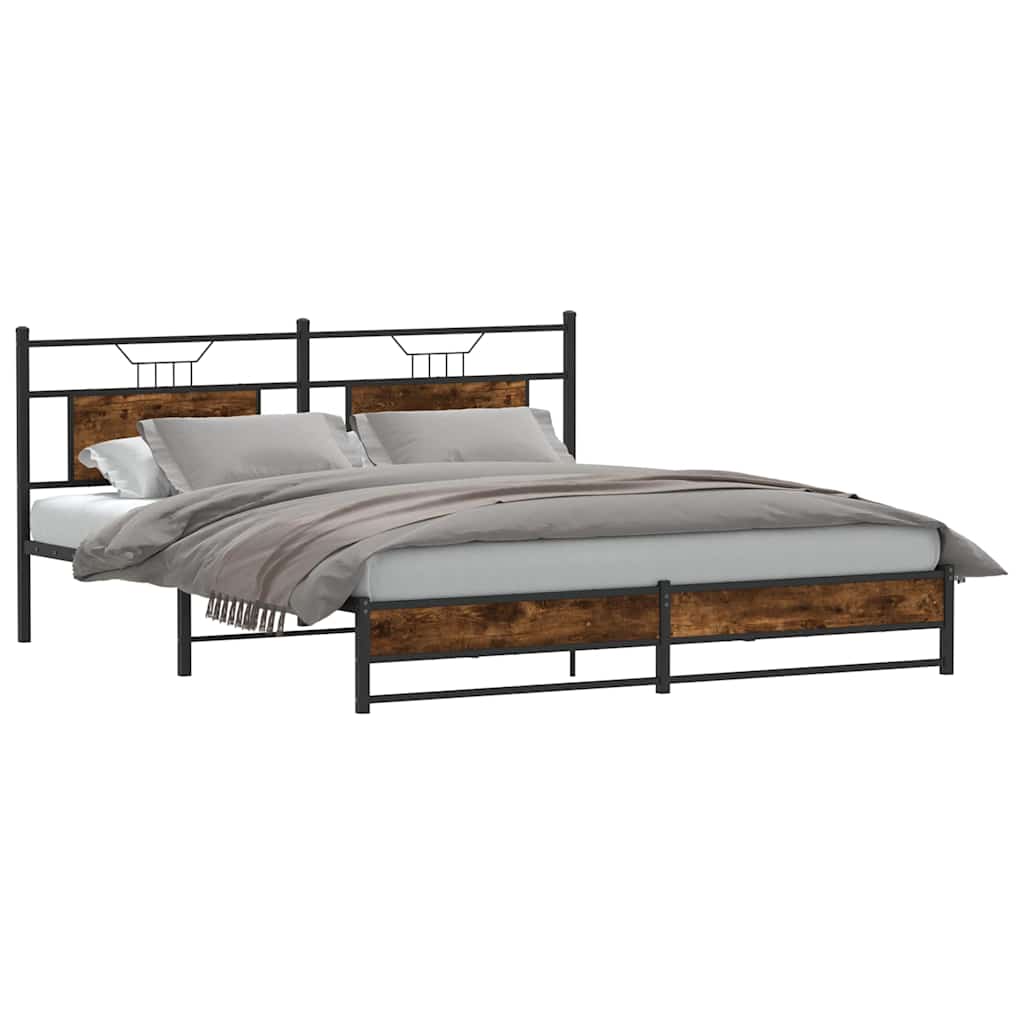 Bedframe Smoked Oak 160x200cm Engineered Wood - Brittle & Co