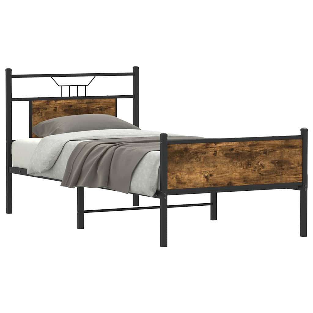 Bedframe Smoked Oak 90x200cm Engineered Wood - All Things Good