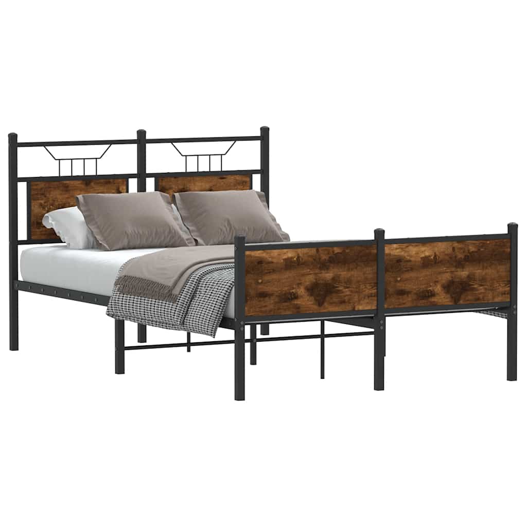Bedframe Smoked Oak 120x200cm Engineered Wood - The Home Maker