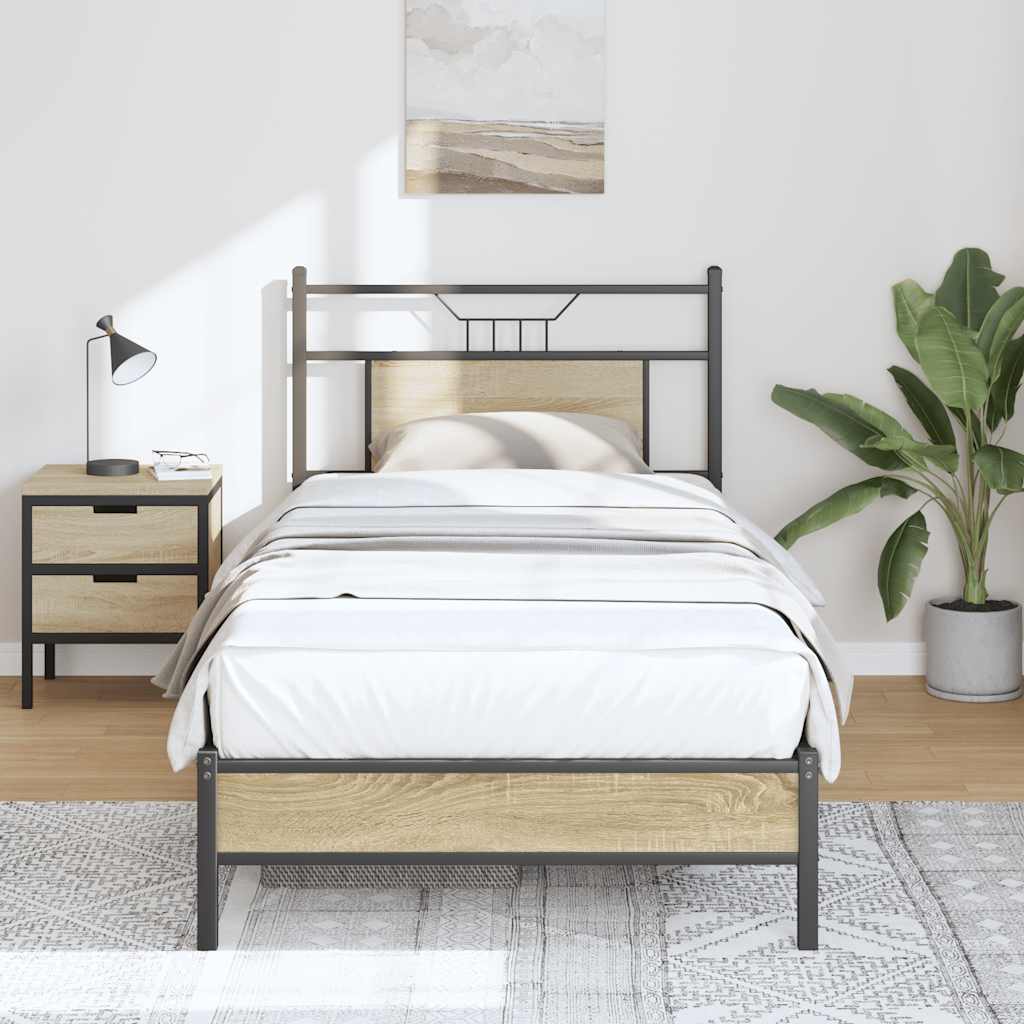 Bedframe Sonoma Oak 90x200cm Engineered Wood - Charlotte Dunes