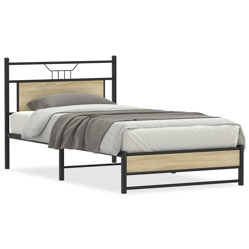 Bedframe Sonoma Oak 107x203cm Engineered Wood - Merlin Deals