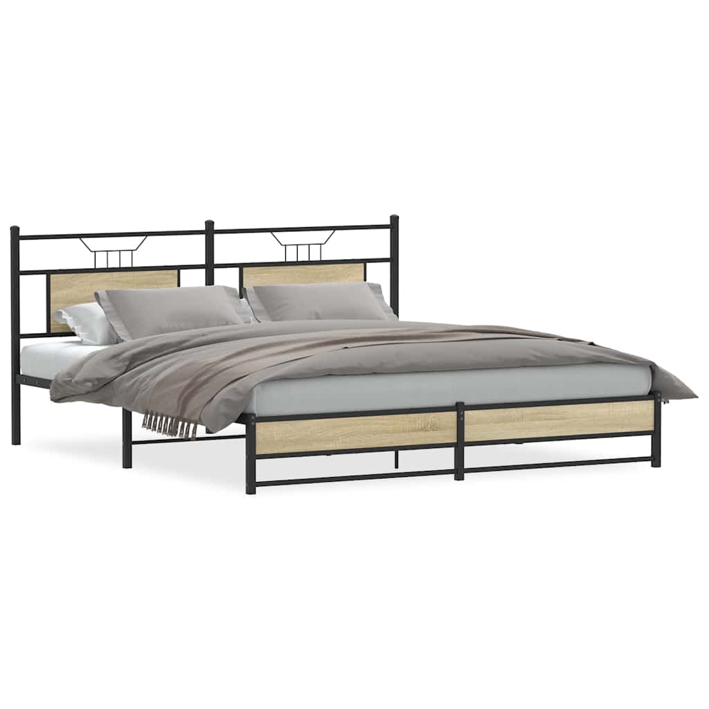 Bedframe Sonoma Oak 160x200cm Engineered Wood - Merlin Deals