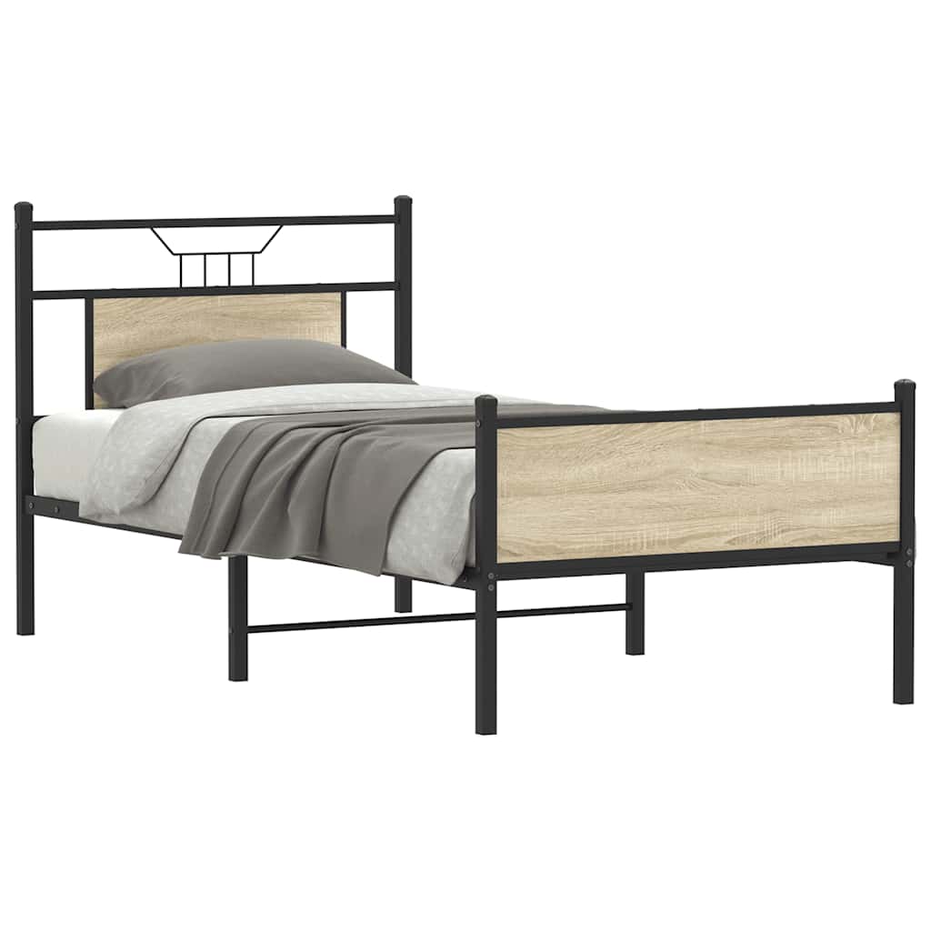 Bedframe Sonoma Oak 75x190cm Small Single Engineered Wood - The Home Maker
