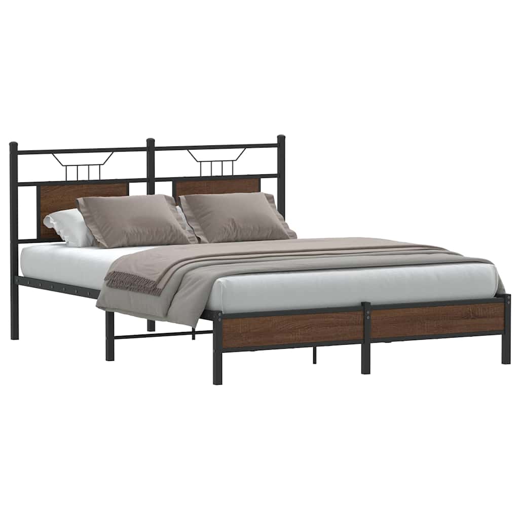 Bedframe Brown Oak 140x190cm Engineered Wood - Design Hut