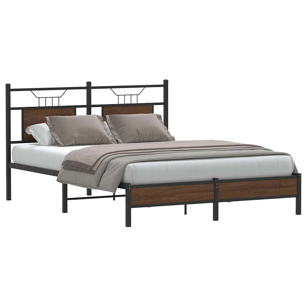 Bedframe Brown Oak 140x200cm Engineered Wood - The Home Maker