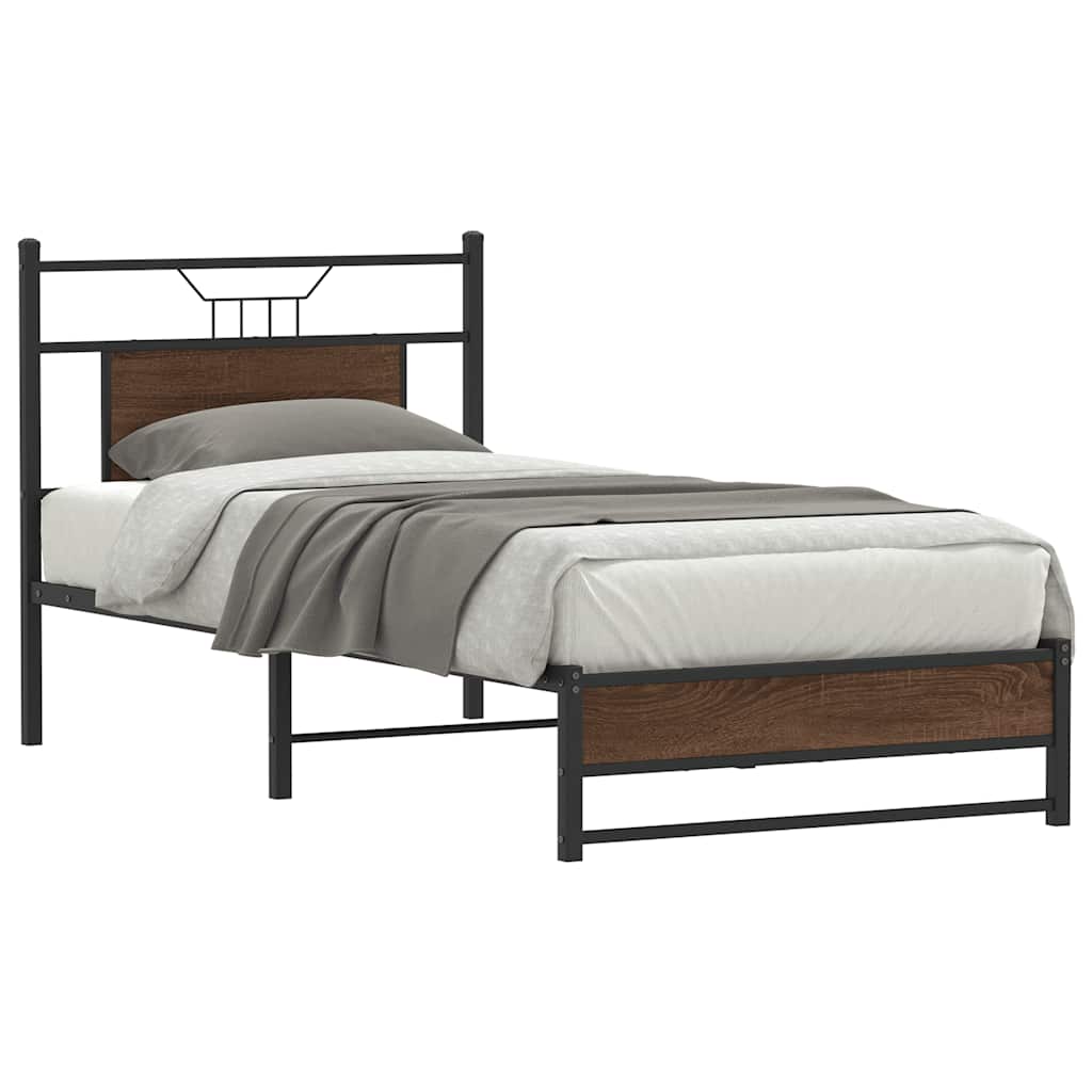 Bedframe Brown Oak 80x200cm Engineered Wood - Design Hut