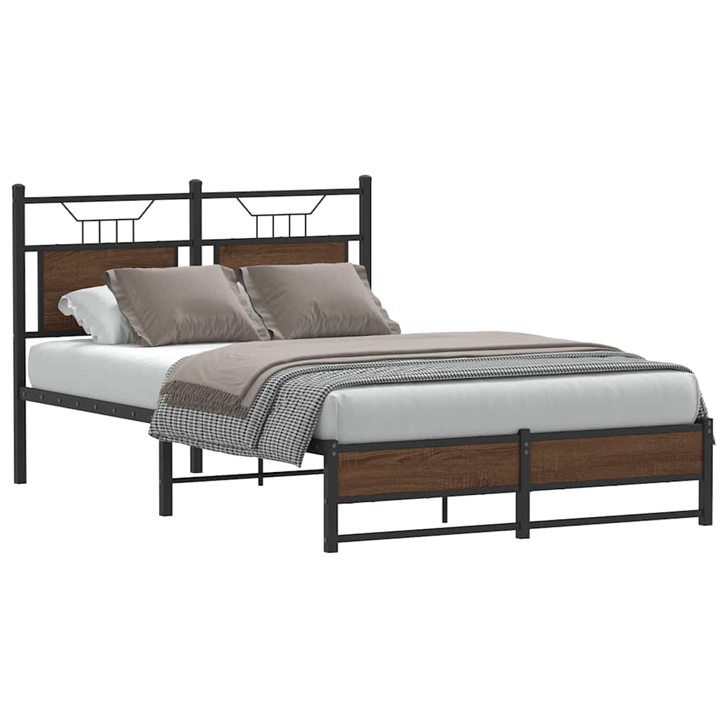 Bedframe Brown Oak 120x200cm Engineered Wood - All Things Good