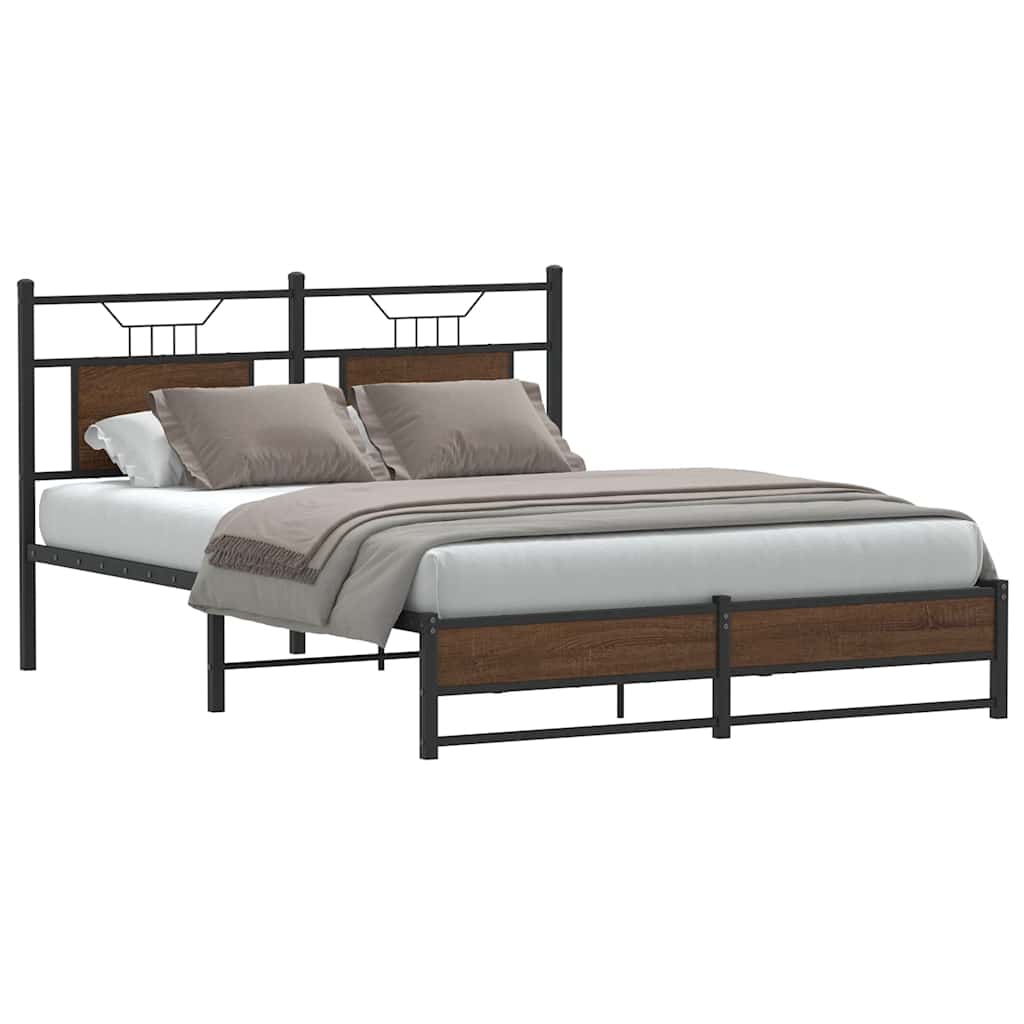 Bedframe Brown Oak 140x200cm Engineered Wood - Merlin Deals