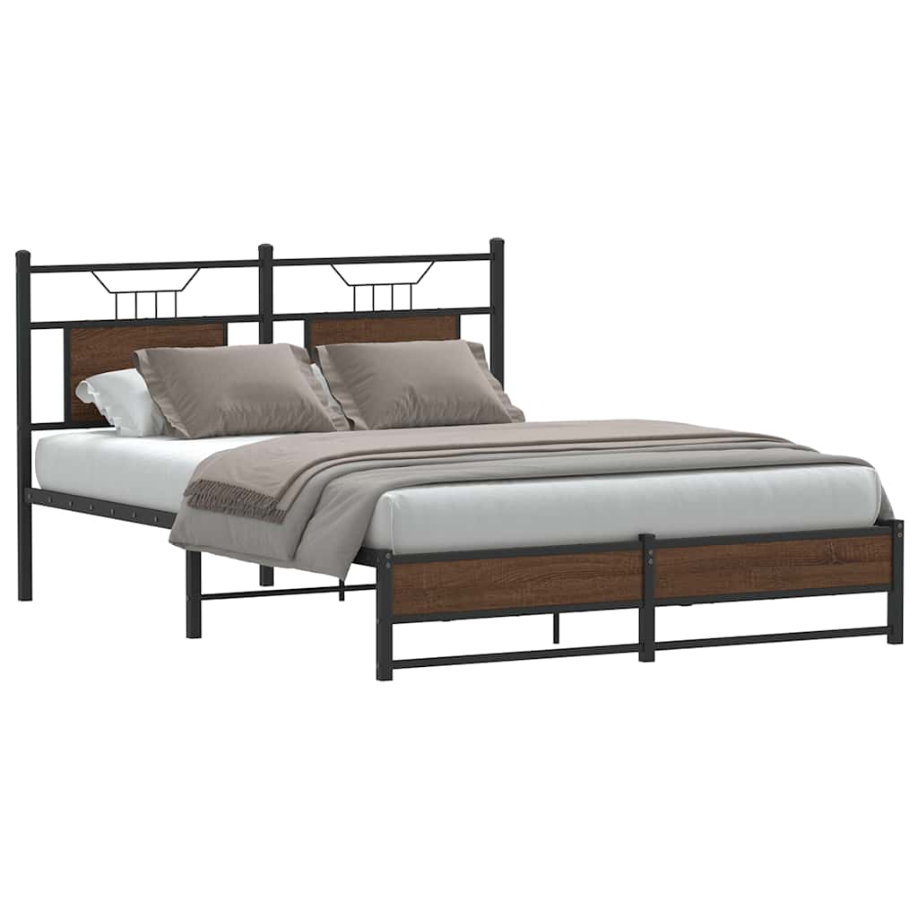 Bedframe Brown Oak 150x200cm King Size Engineered Wood - Style and Chic