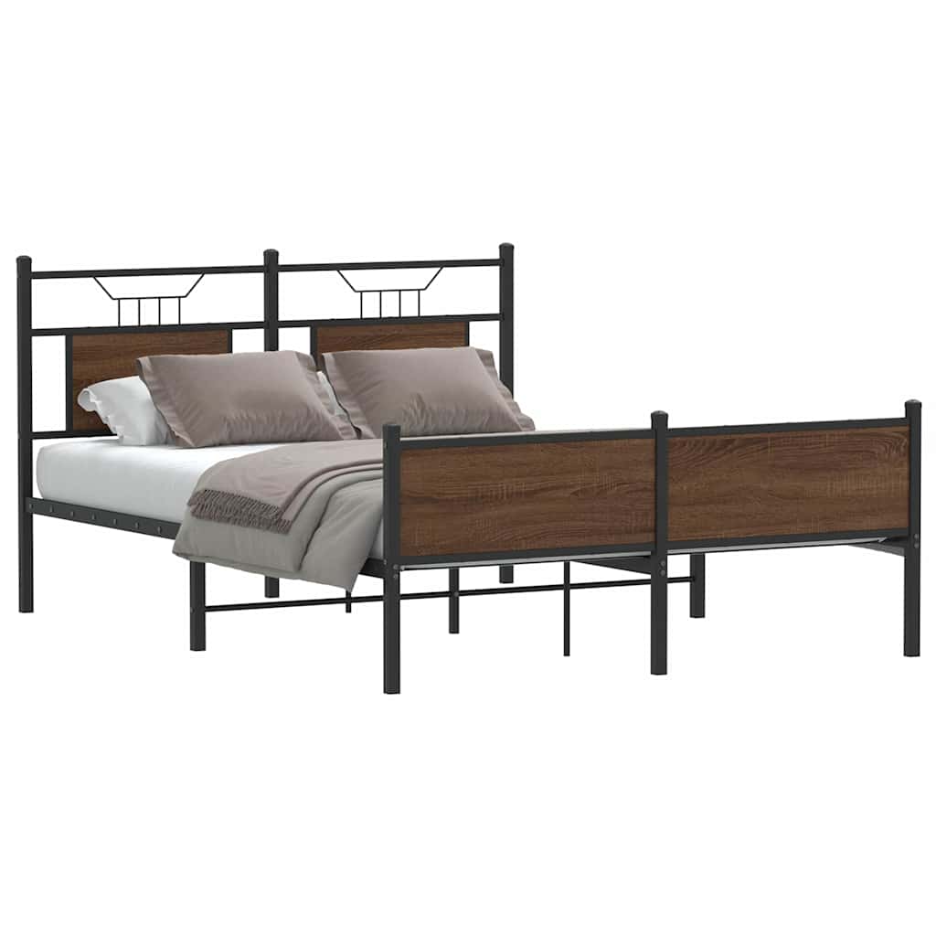 Bedframe Brown Oak 150x200cm King Size Engineered Wood - Design Hut