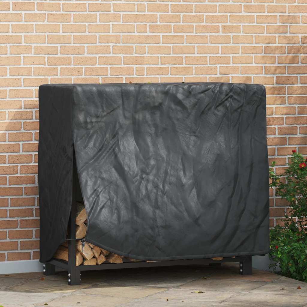 RELM Firewood Rack Cover Plain 61x122x106 cm Fabric - Black - Charlotte Dunes
