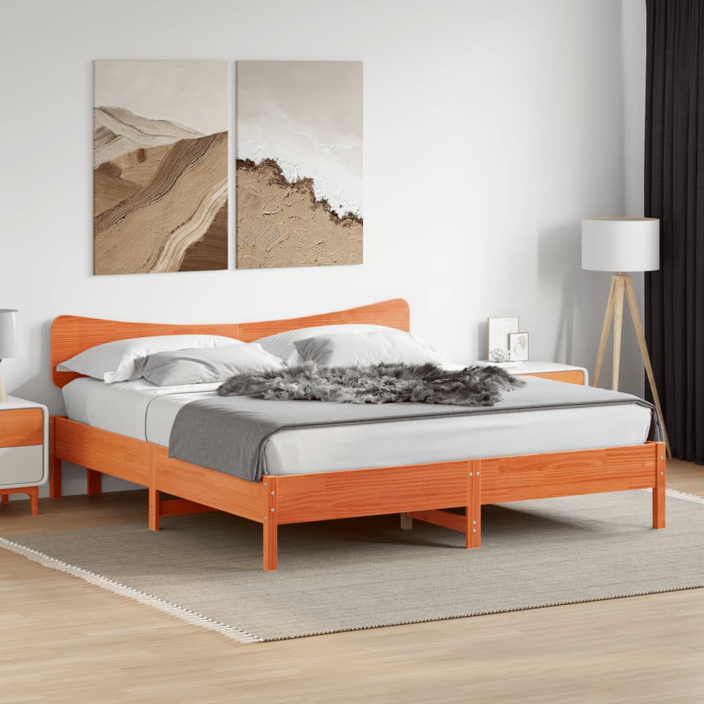 Bedframe Wax Brown 160x200cm Solid Wood Pine - Sid & Sam