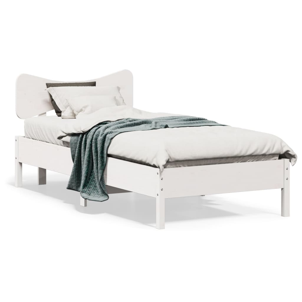 Bedframe White 100x200cm Solid Wood Pine - Brittle & Co