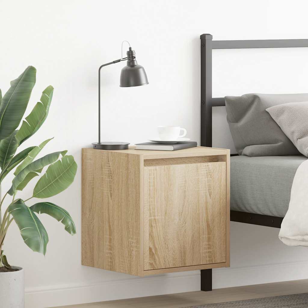 Wall-Mounted Bedside Cabinet Sonoma Oak 38x34x40 cm - Decor Base