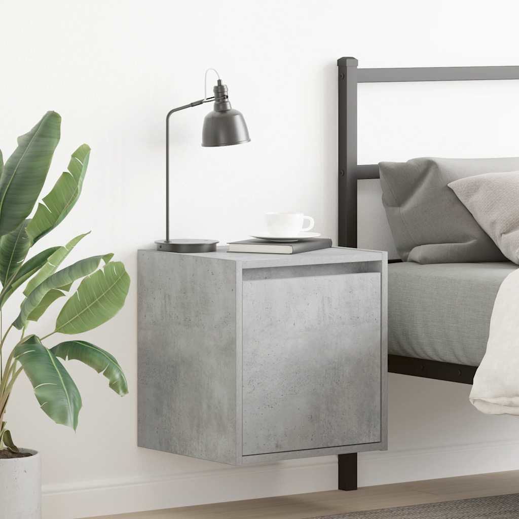 Wall-Mounted Bedside Cabinet Concrete Grey 38x34x40 cm - Decor Base