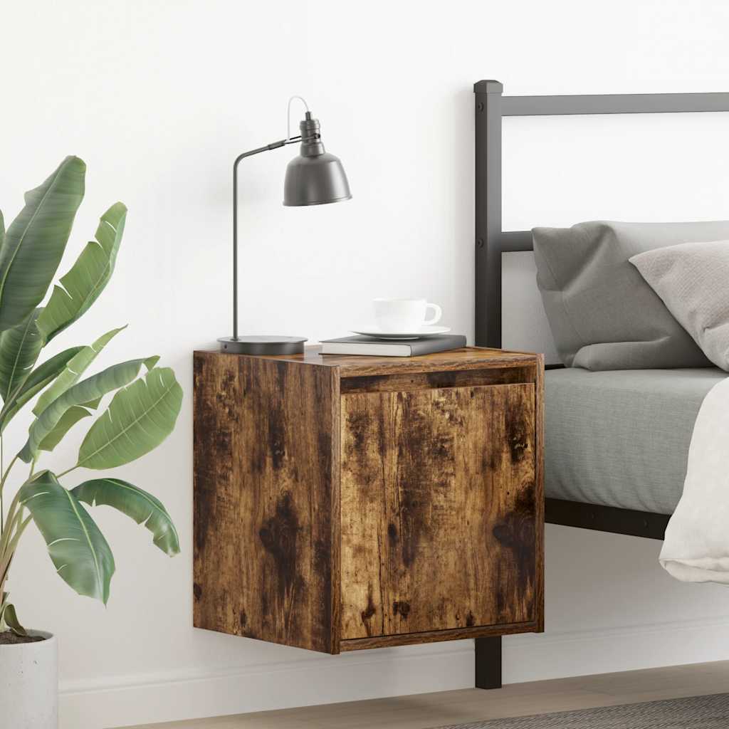Wall-Mounted Bedside Cabinets 2 Pieces Smoked Oak 38x34x40 cm - Decor Base