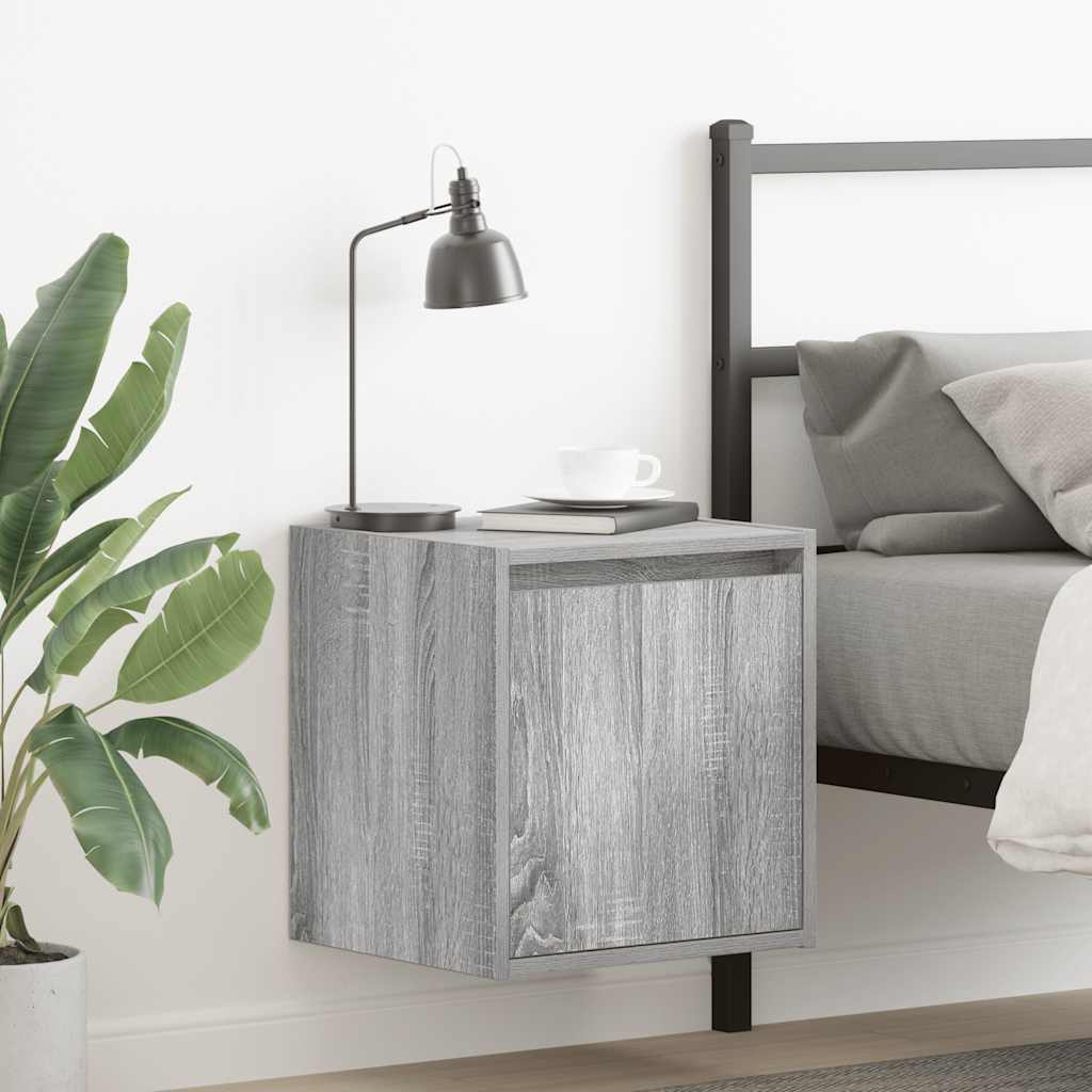Wall-Mounted Bedside Cabinets 2 Pieces Grey Sonoma 38x34x40 cm - Design Hut