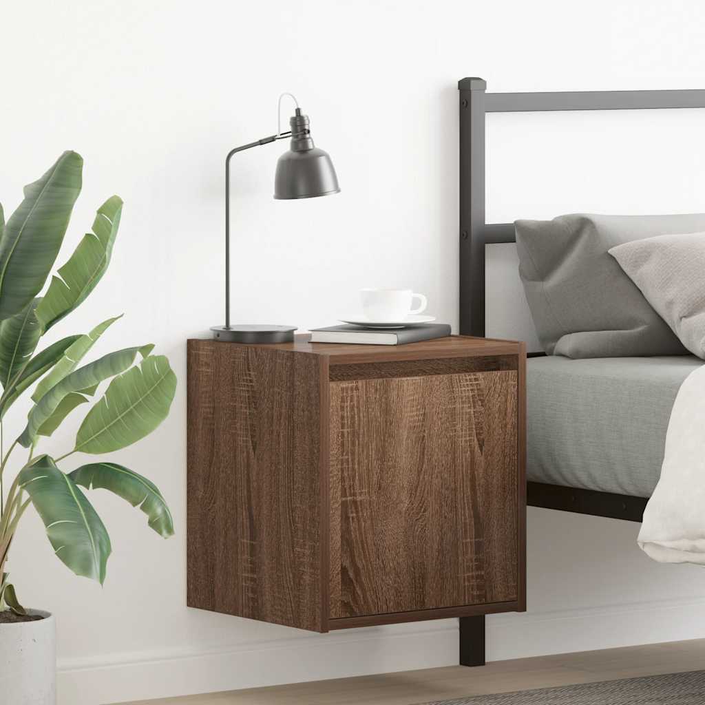 Wall-Mounted Bedside Cabinets 2 Pieces Brown Oak 38x34x40 cm - Design Hut