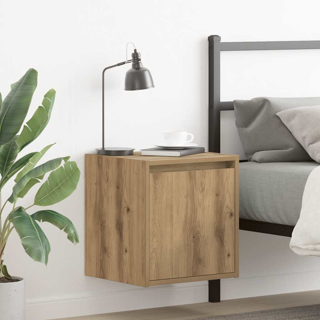 Wall-Mounted Bedside Cabinet Artisan Oak 38x34x40 cm - Design Hut