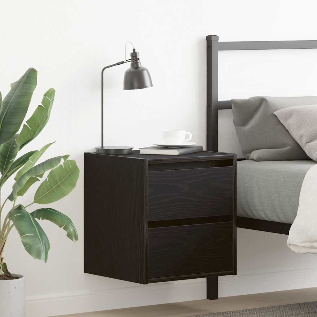 Wall-mounted Bedside Cabinet Black Oak 38x34x40 cm - Design Hut