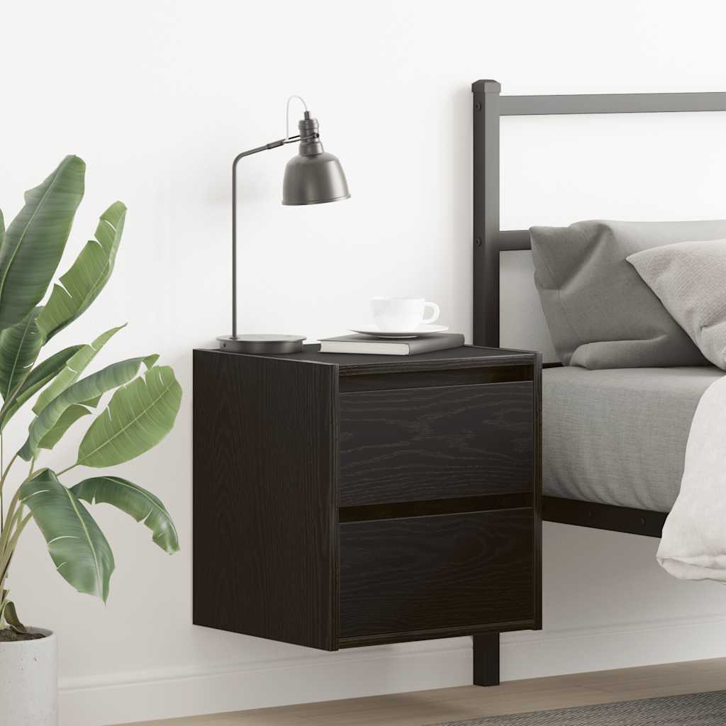 Wall-mounted Bedside Cabinets 2 Pieces Black Oak 38x34x40 cm - Design Hut