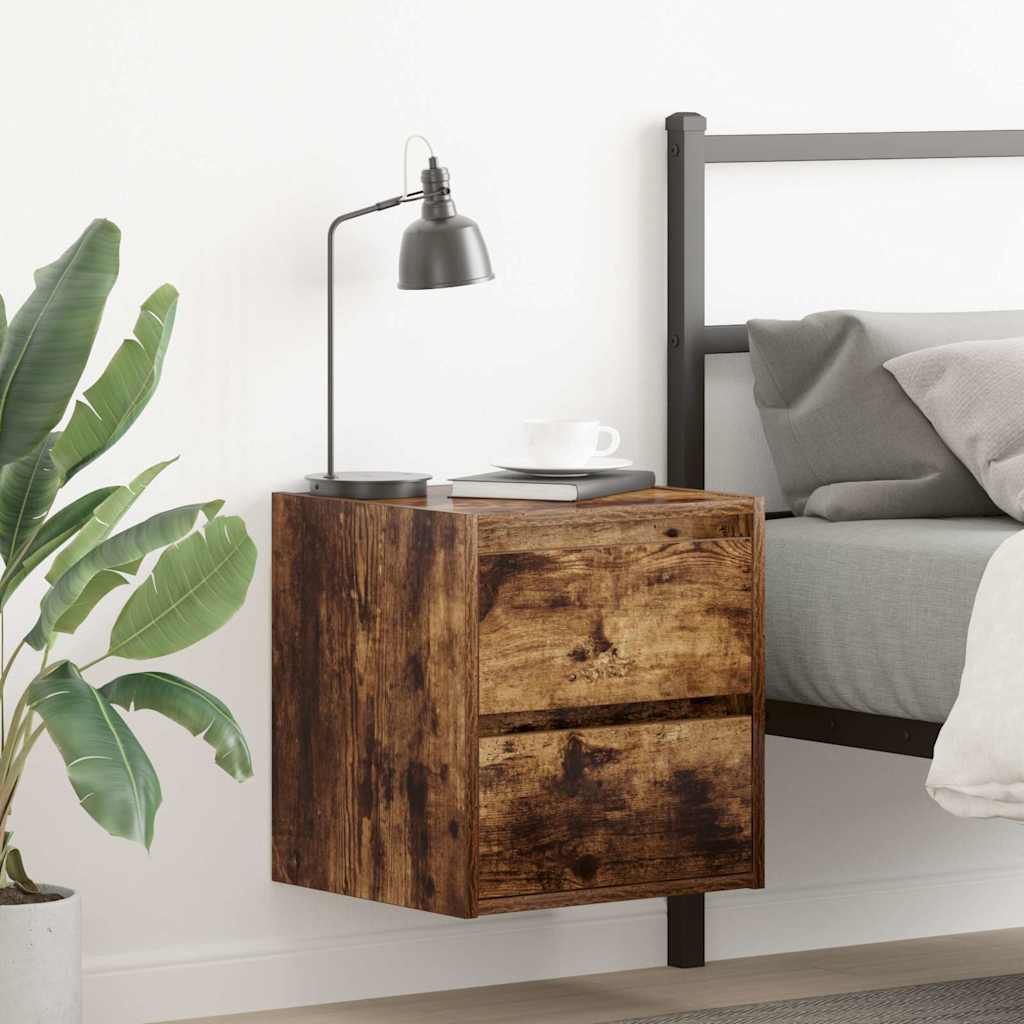 Wall-mounted Bedside Cabinet Smoked Oak 38x34x40 cm - Design Hut