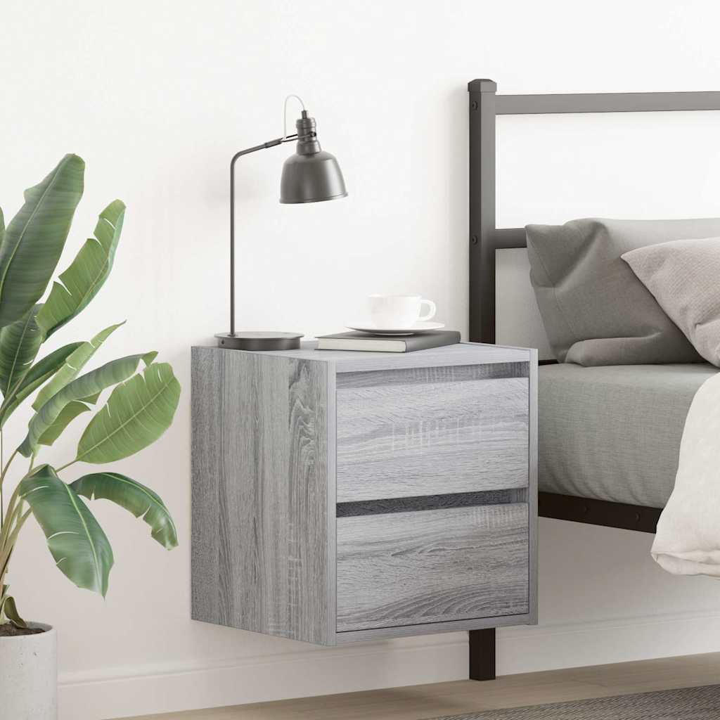Wall-mounted Bedside Cabinet Grey Sonoma 38x34x40 cm - Design Hut
