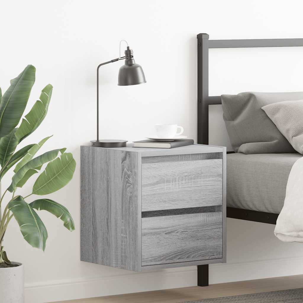 Wall-mounted Bedside Cabinets 2 Pieces Grey Sonoma 38x34x40 cm - Design Hut