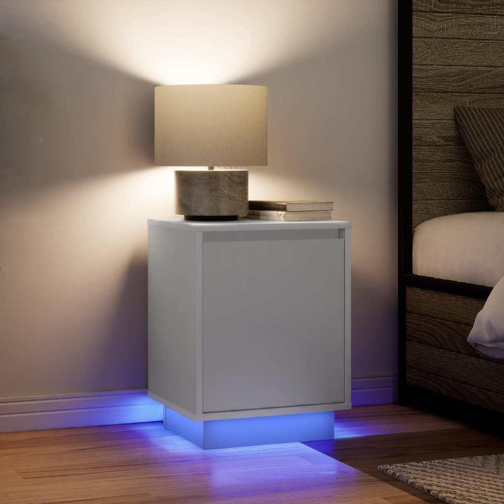 Bedside Cabinets with LED Lights 2 pcs White 38x34x50 cm - Charlotte Dunes