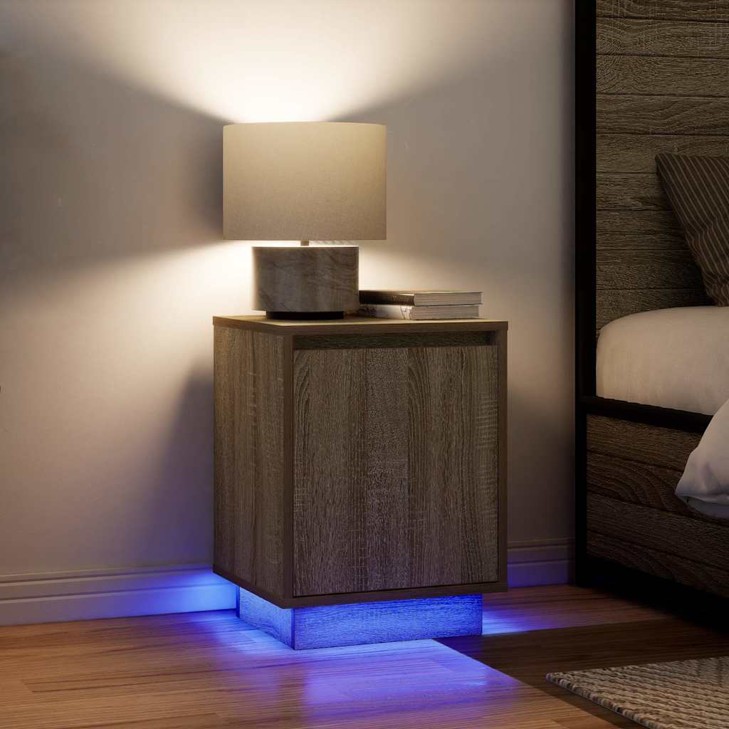 Bedside Cabinets with LED Lights 2 pcs Sonoma Oak 38x34x50 cm - Casper Homes