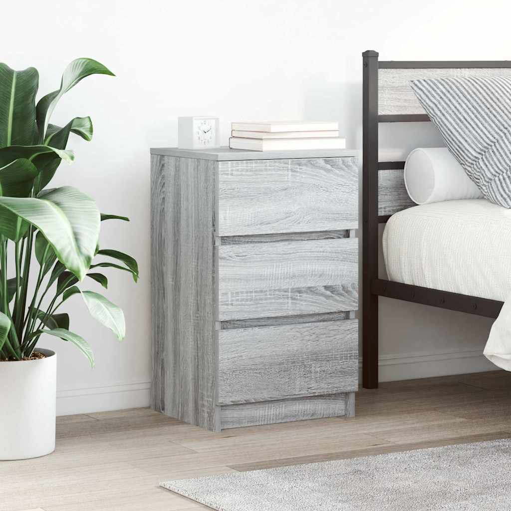 Bedside Cabinets with 3 Drawers 2 Pieces Grey Sonoma 39x35x65 cm - Discount Dealers