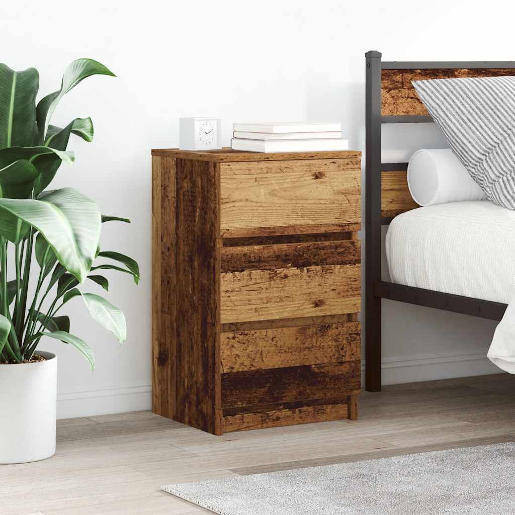 Bedside Cabinets with 3 Drawers 2 Pieces Old Wood 39x35x65 cm - Discount Dealers