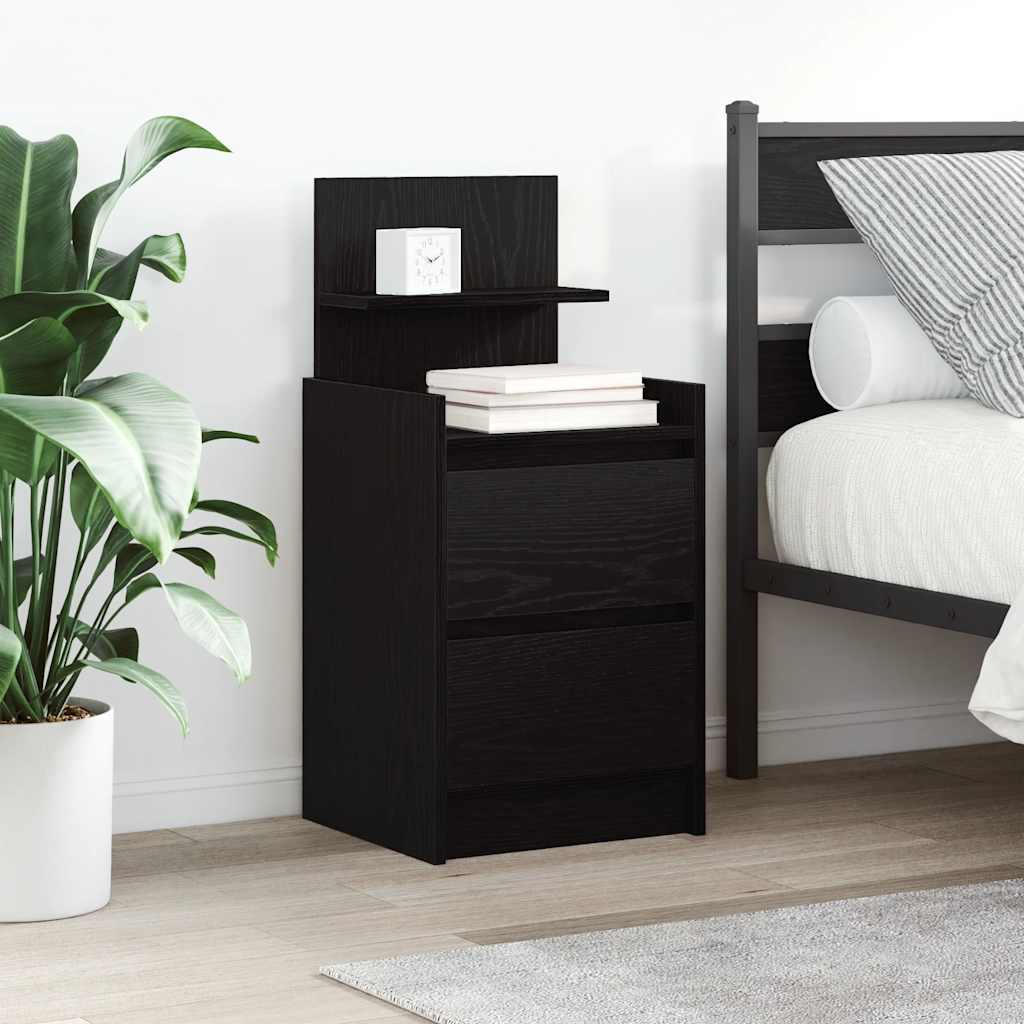 Bedside Cabinets with 2 Drawers 2 Pieces Black 38x34x80 cm - Merkel Designers