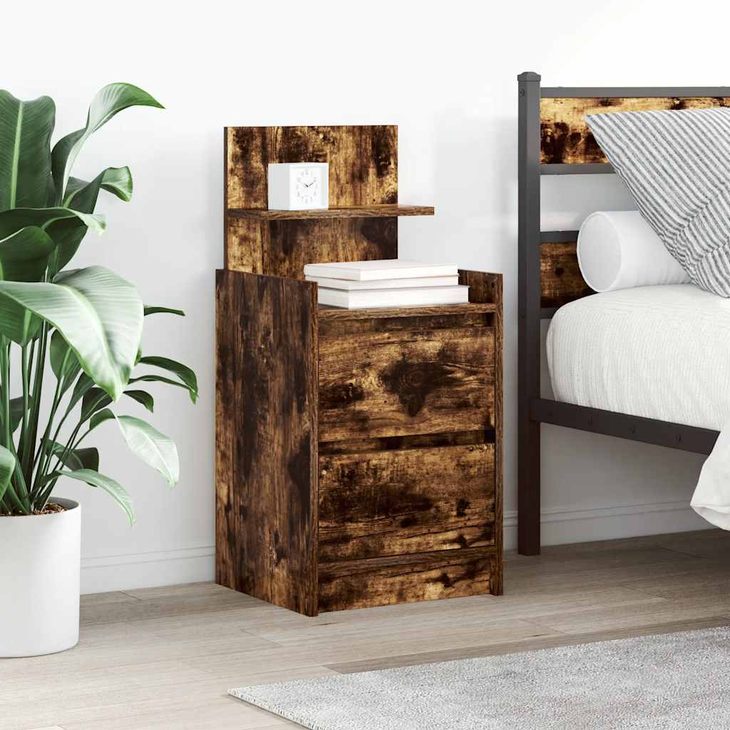 Bedside Cabinets with 2 Drawers 2 Pieces Smoked Oak 38x34x80 cm - Merkel Designers