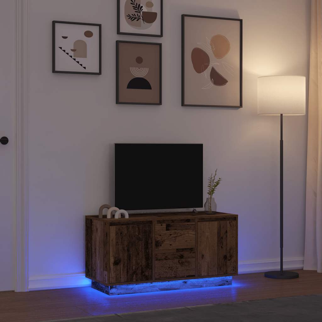 TV Cabinet with LED Lights Old Wood 100x41x50 cm - Tyrell & Tyrell