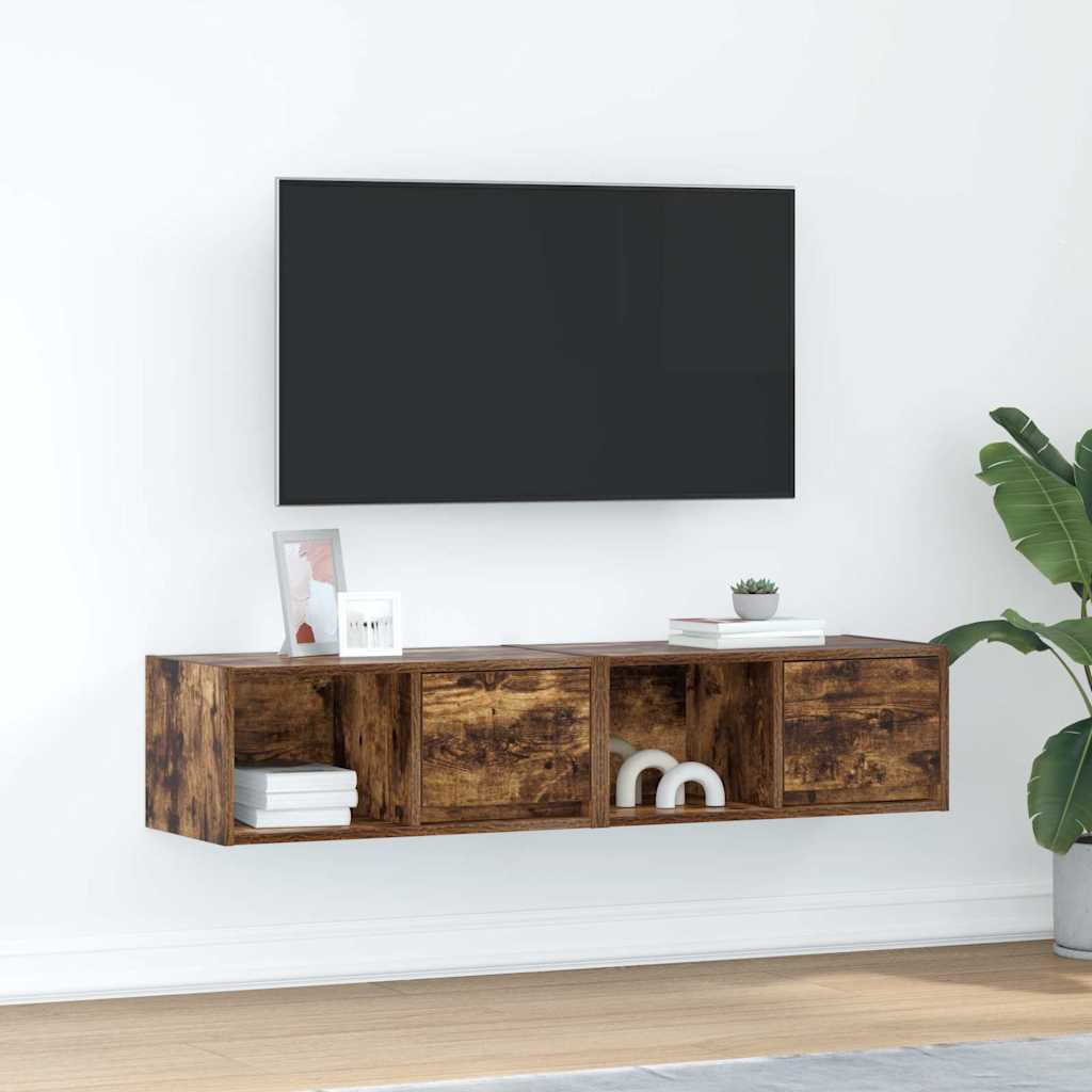 TV Cabinets 2 Pieces Smoked Oak 60x31x25.5 cm Engineered Wood - Tyrell & Tyrell