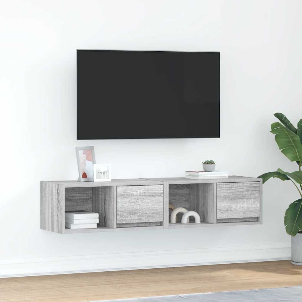 TV Cabinets 2 Pieces Grey Sonoma 60x31x25.5 cm Engineered Wood - Tyrell & Tyrell