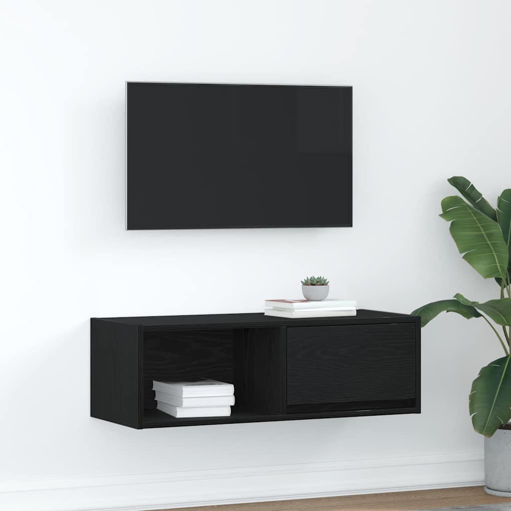 TV Cabinet Black Oak 80x31x25.5 cm Engineered Wood - Tyrell & Tyrell