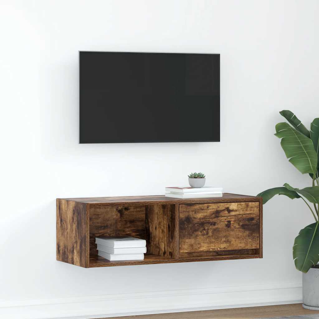 TV Cabinet Smoked Oak 80x31x25.5 cm Engineered Wood - Tyrell & Tyrell