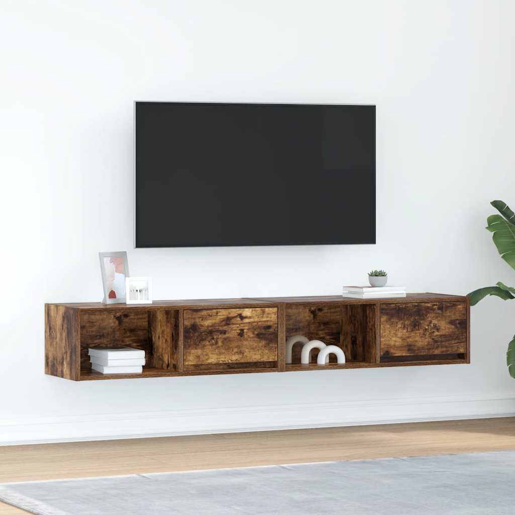 TV Cabinets 2 Pieces Smoked Oak 80x31x25.5 cm Engineered Wood - Tyrell & Tyrell