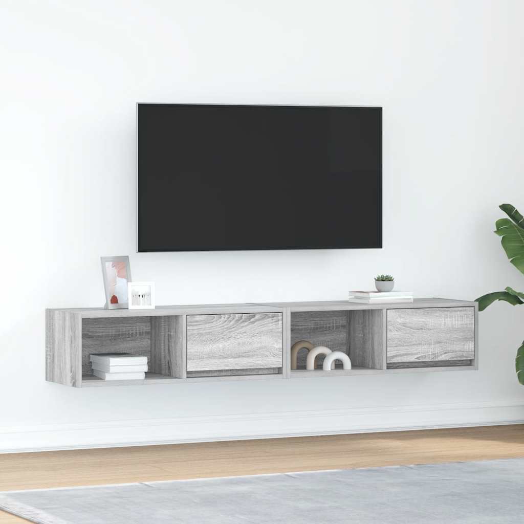 TV Cabinets 2 Pieces Grey Sonoma 80x31x25.5 cm Engineered Wood - Tyrell & Tyrell