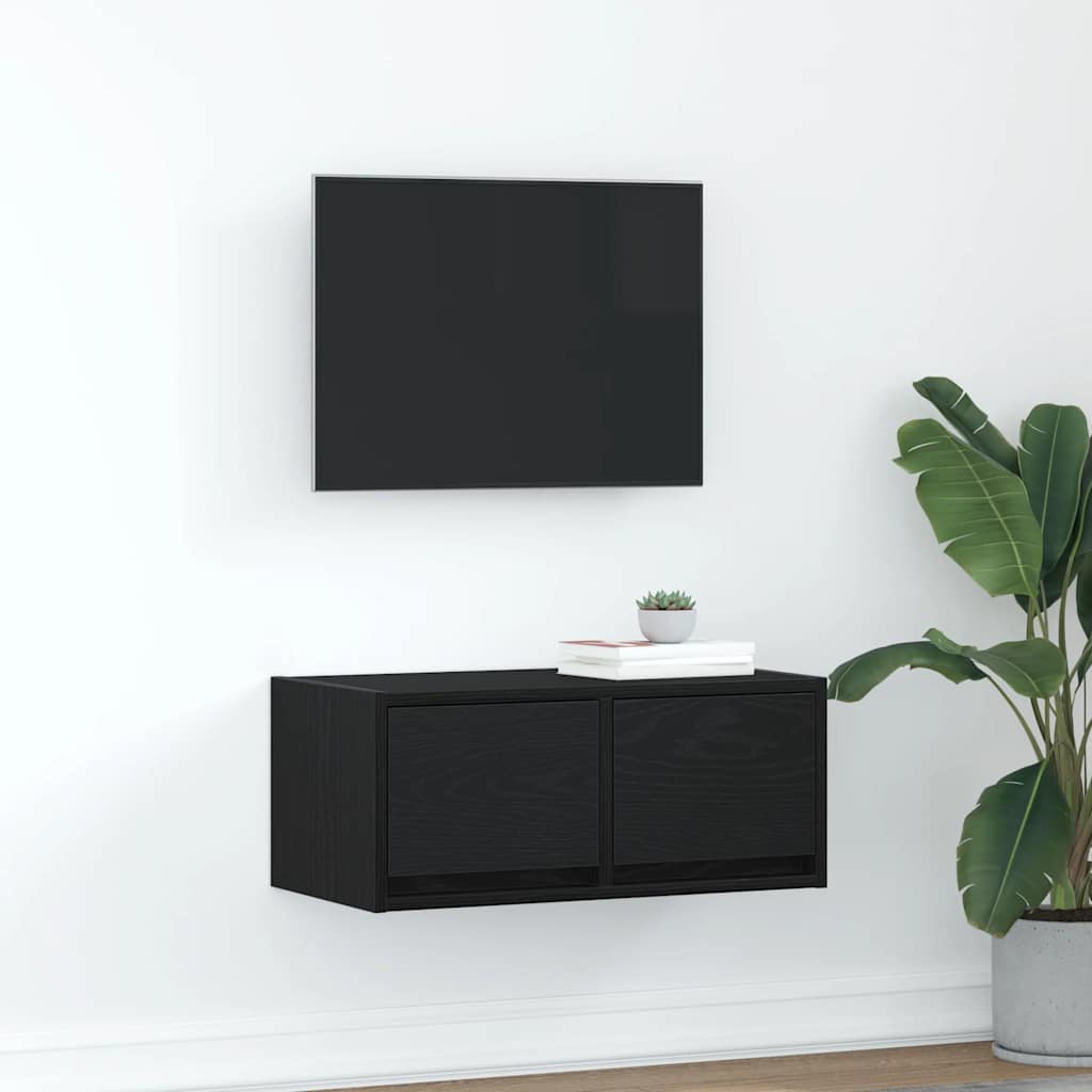 TV Cabinet Black Oak 60x31x25.5 cm Engineered Wood - Tyrell & Tyrell